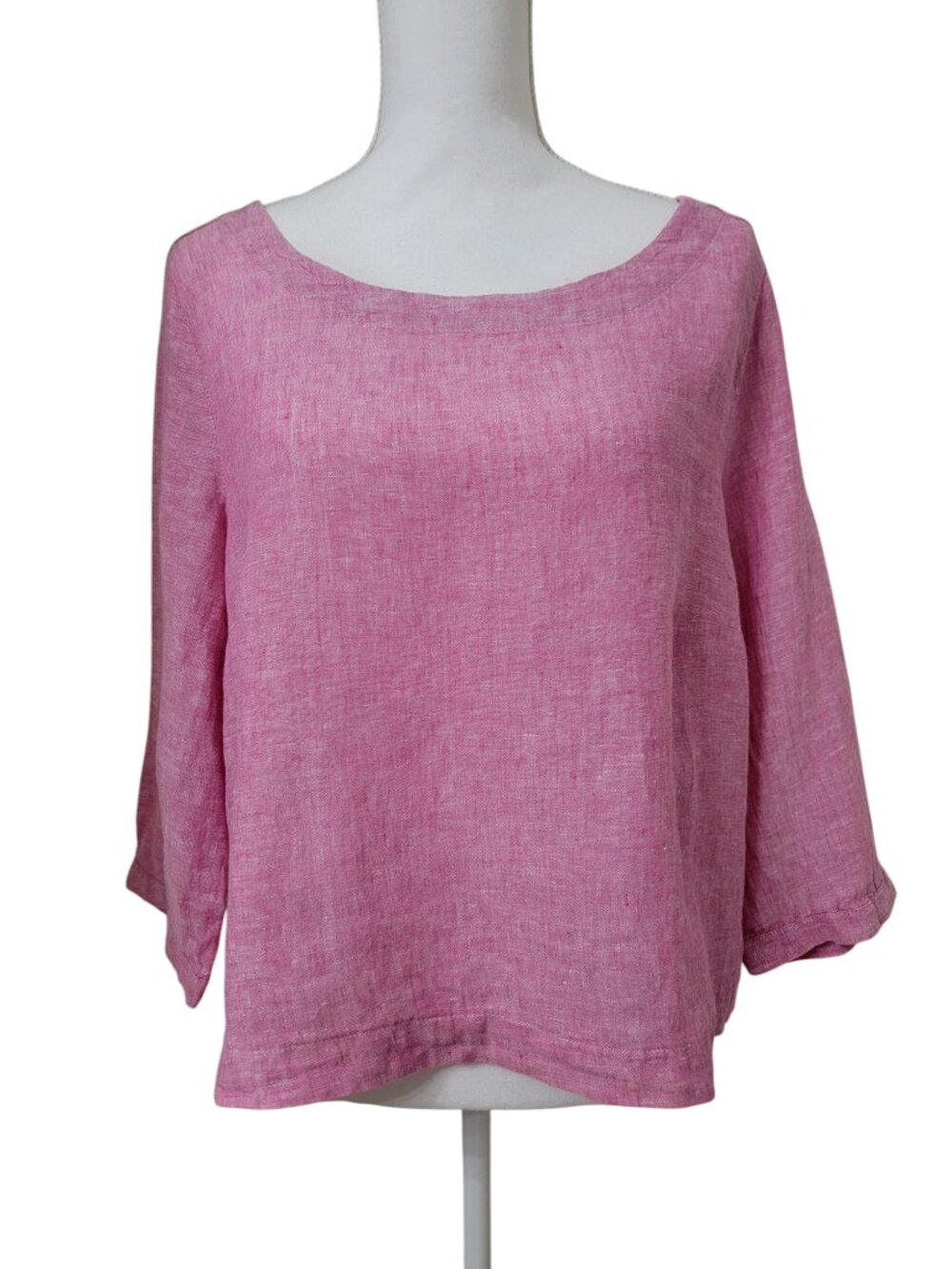 Martha Stewart Size L Pink Linen Boxy, Oversized 100% Linen Blouse